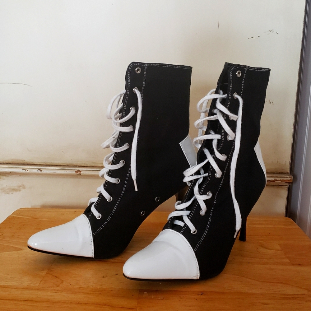Unique lace up high heel pumps